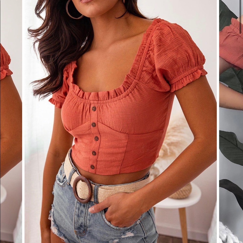 Priceless boho inspired rust crop top